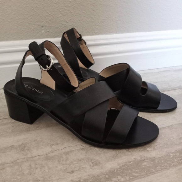 Marc Fisher Leather Strappy Block Heel Sandals - Picture 7 of 8